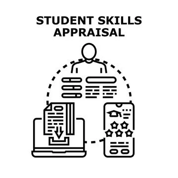 Student skills appraisal evaluating learning and development process Stock Illustration