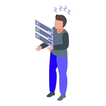 Student sleep problems icon isometric vector. Desk work Illustrazione stock
