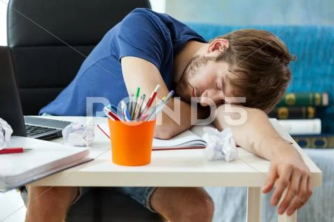 Student sleeps after learning Stock Photos