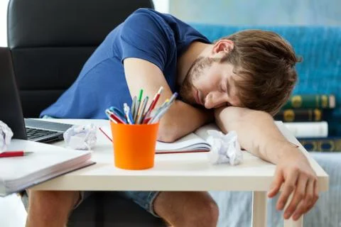 Student sleeps after learning Stock Photos