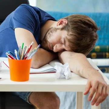 Student sleeps after learning Foto stock