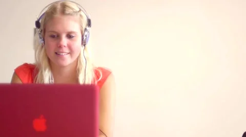 Student Smiling Working on Laptop Computer Stock Footage 6530746