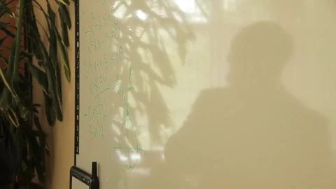 The student solves equations  on the blackboard Stock Footage 72197271