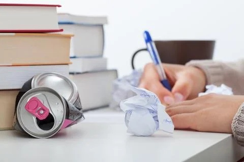 Student solving hard math problems 스톡 사진