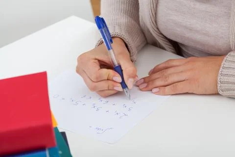 Student solving the math problems Stock Photos