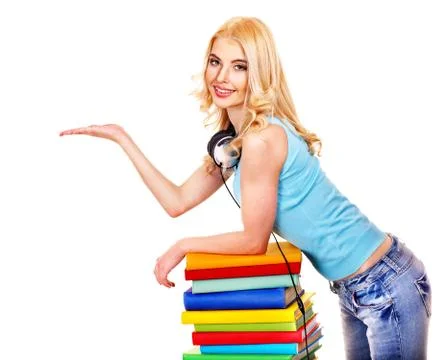 Student with stack book. Foto stock
