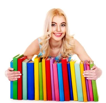 Student with stack book. Foto stock