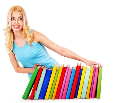 Student with stack book. Foto stock