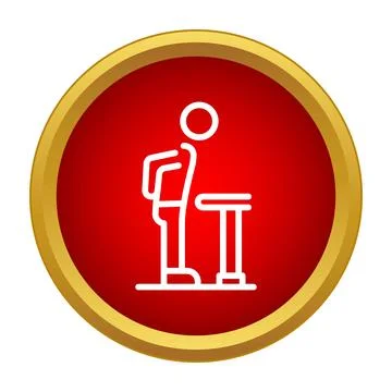 Student standing at desk learning in school icon Stock Illustration