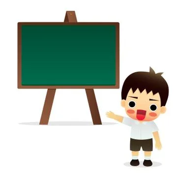 Student standing in front of a blackboard Stock Illustration