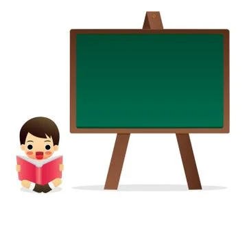 Student standing in front of a blackboard Stock Illustration