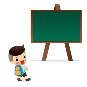 Student standing in front of a blackboard Illustrazione stock