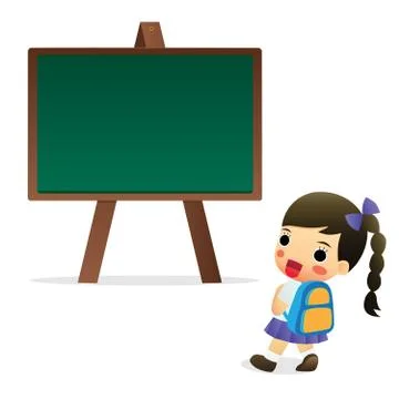 Student standing in front of a blackboard Stock Illustration