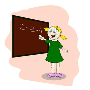 Student standing in front of a blackboard Stock Illustration