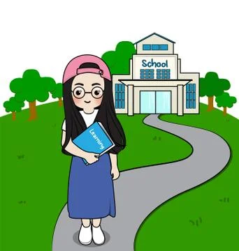 Student standing hold book Illustrazione stock