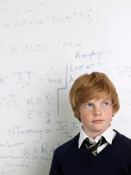 Student Standing By Whiteboard In Math Class Stock Photos