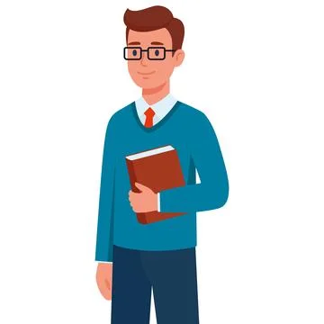 Student Stands With Book During Class in a Simple Classroom Setting Stock Illustration