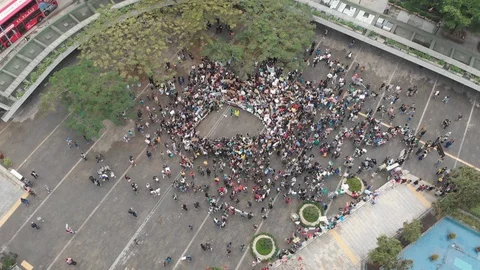 Student Strike for Climate Action in Hong Kong Chater Garden of aerial 動画素材 104786501