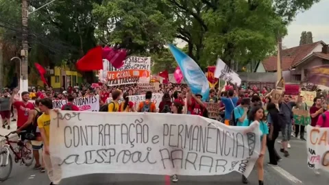 A student strike expands through the best university in Latin America, Sao Paulo Video stock 251686511