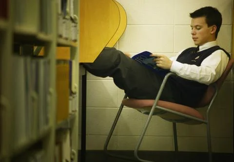 Student Studies In Library Foto stock