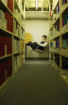 Student Studies In Library Stock Photos