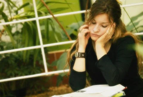 A Student Studies Stock Photos