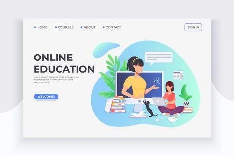 Student studuing at home with laptop, courses and lector. E-learning and ho.. Stock Illustration