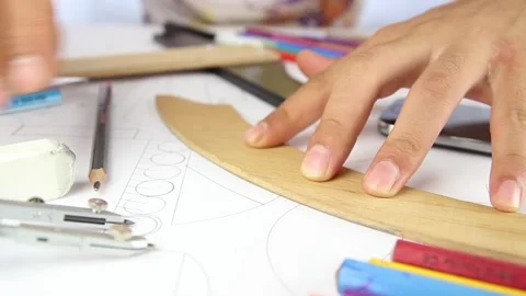 Student study architect draw Stock Footage 150978950