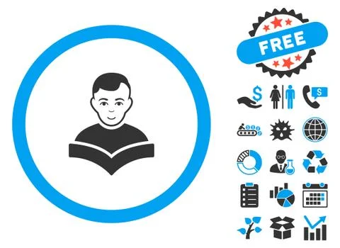 Student Study Book Flat Vector Icon with Bonus Stockillustratie