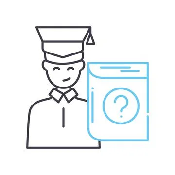 Student study line icon, outline symbol, vector illustration, concept sign Stock Illustration