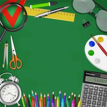 Student study object on a chalkboard background Illustrazione stock