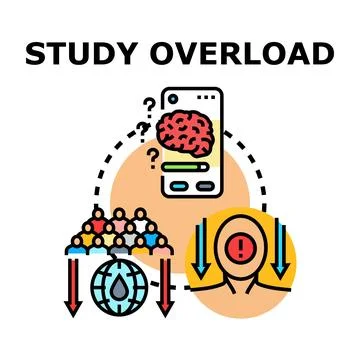 Student study overload problem and exam stress Stock Illustration