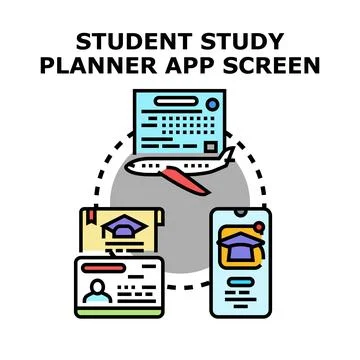 Student study planner app screen vector illustration Stock Illustration