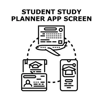 Student study planner app screen vector illustration 库存插图