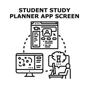 Student study planner app screen concept Stockillustratie
