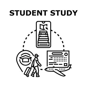 Student studying abroad concept, global education journey Stock Illustration