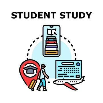 Student studying abroad concept, global education journey Stock Illustration