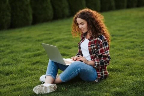 A student is studying on a computer 스톡 사진