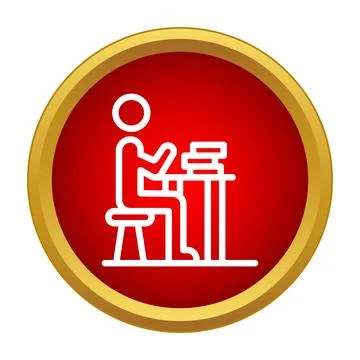 Student studying at desk icon representing education Stock Illustration