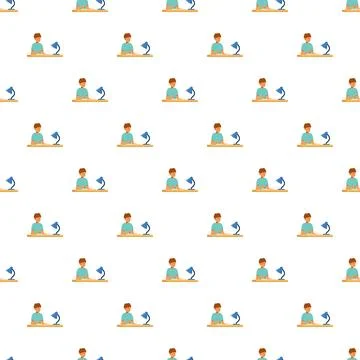 Student studying at desk with lamp pattern Stock Illustration