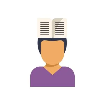 Student studying hard with open book on head, education icon Stock Illustration