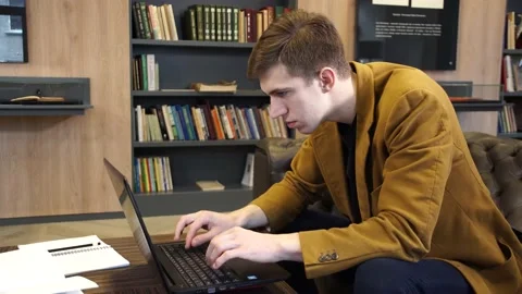 Student studying internet Stock Footage 155963203