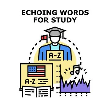 Student studying language, education, and pronunciation training Stock Illustration