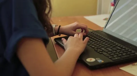 Student Studying With laptop, Close-up Stock Footage 44766094