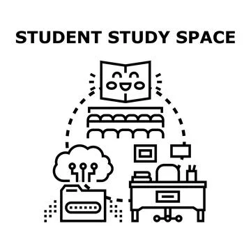 Student studying learning and education concept illustration Ilustração Stock