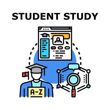 Student studying online course for education future Stock Illustration