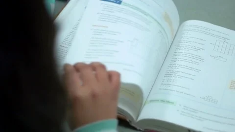 Student Studying from School Text Book. Video stock 82063367