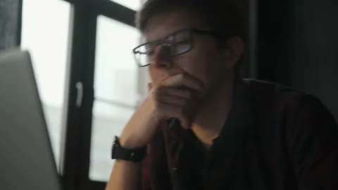 The student is studying, working on a project. Portrait. Video stock 163275053