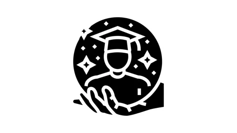 Student support online learning platform glyph icon animation Stock Footage 326152107