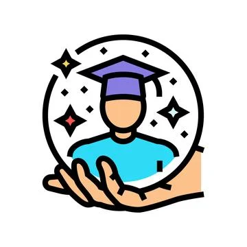 Student support online learning platform color icon vector illustration Stock Illustration